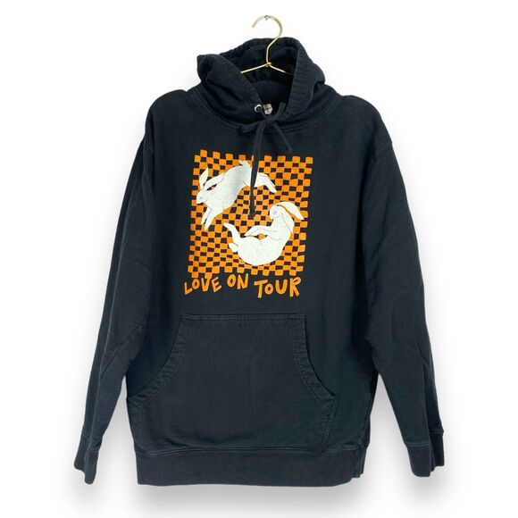 HARRY STYLES LOVE ON TOUR HOODIE ORANGE BUNNIES WOMENS M BLACK 503 - Picture 1 of 7